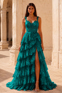 Valeria Lace Tiered Corset Prom Gown