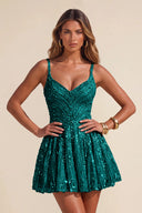 Piper Sequin A-line Mini Homecoming Dress