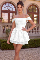 Elowen Floral Jacquard Off Shoulder Mini Dress