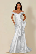 Aurora Textured Metallic Mermaid Evening Party Dress