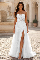 Rosalind Spaghetti Strap Floral Tulle Prom Gown