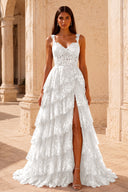 Valeria Lace Tiered Corset Prom Gown