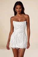 Aurora Beaded Fringe Strapless Corset Mini Party Dress