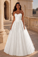 Liora Glitter Tulle Strapless Prom Gown