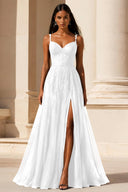 Elowen Lace Tulle Slit Prom Gown