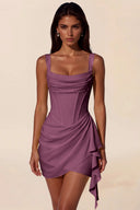 Liora Cowl Neck Corset Asymmetrical Mini Dress