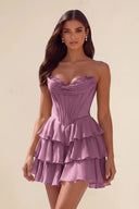 Ivy Strapless Corset Tiered Ruffle Mini Dress