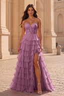 Cassiopeia Strapless Tiered Chiffon Prom Dress