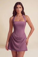 Thea Chiffon Halter Corset Mini Dress