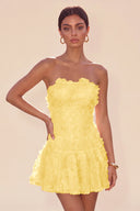 Seraphina 3D Floral Strapless Ruffle Mini Dress
