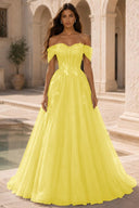 Isolde Off-Shoulder Corset Tulle Ballgown