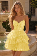 Seraphina Lace Tiered Ruffle Homecoming Dress