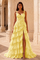 Valeria Lace Tiered Corset Prom Gown