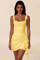 Liora Cowl Neck Corset Asymmetrical Mini Dress