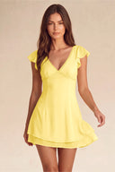 Valeria Lace Trim Flutter Sleeve Mini Dress