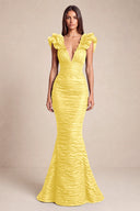 Cleopatra Deep V-Neck Ruched Mermaid Evening Gowns