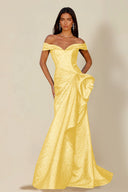 Aurora Textured Metallic Mermaid Evening Party Dress