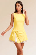 Loveland Boat Neck Bow Mini Dress