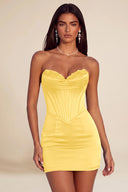 Athena Strapless Satin Corset Mini Dress