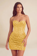 Cleopatra Sequin Strapless Corset Mini Party Dress