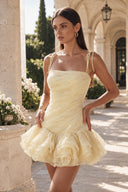 Marigold Multi-Tiered Ruffled Mini Party Dress