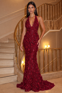 Aurora 3D Floral Halter Mermaid Gown