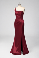 Stunning One-Shoulder Satin Mermaid Prom Dress