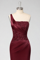 Stunning One-Shoulder Satin Mermaid Prom Dress