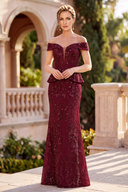Eleanor Sequin Peplum Mermaid Formal Gown