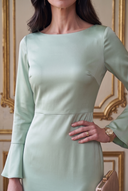 Sienna Satin Bell-Sleeve Floor-Length Bow-Back Mother of the Bride Dress