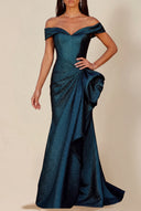 Aurora Textured Metallic Mermaid Evening Party Dress