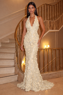 Aurora 3D Floral Halter Mermaid Gown