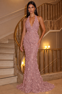 Aurora 3D Floral Halter Mermaid Gown