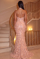 Aurora 3D Floral Halter Mermaid Gown