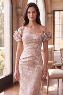 Valeria Metallic Floral Brocade Mother of the Bride Dress