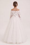 Isla 3D Floral Long Sleeve Flower Girl Dress