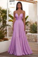 Cassiopeia Strapless Pleated Evening Dress