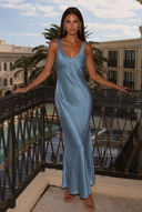 Valeria Satin V-Neck Maxi Bridesmaid Dress