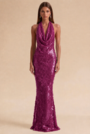 Celestia Halter Sequin Prom Gown