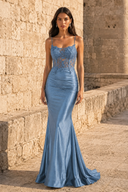 Seraphina Lace Satin Mermaid Prom Gown
