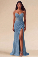 Isabella Strapless Beaded Corset Prom Gown