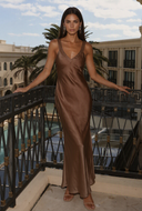 Valeria Satin V-Neck Maxi Bridesmaid Dress