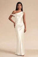 Valeria Off-The-Shoulder Draped Satin Bridesmaid Dress