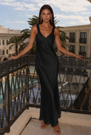 Valeria Satin V-Neck Maxi Bridesmaid Dress