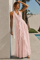 Liora Halter Ruffled Chiffon Bridesmaid Dress