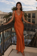 Valeria Satin V-Neck Maxi Bridesmaid Dress