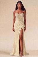 Isabella Strapless Beaded Corset Prom Gown