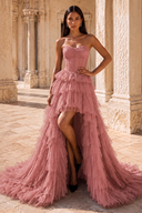 Ophelia Glitter High Low Tulle Prom Gown