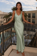 Valeria Satin V-Neck Maxi Bridesmaid Dress