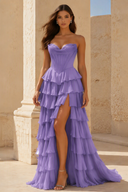 Cassiopeia Strapless Tiered Ruffle Prom Gown